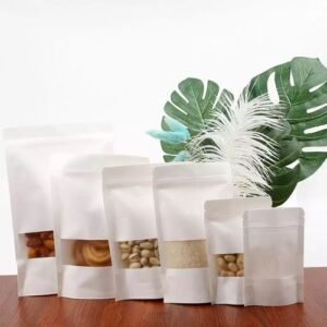 50 Pieces Kraft Paper Ziplock Packaging Pouch (self Stand)