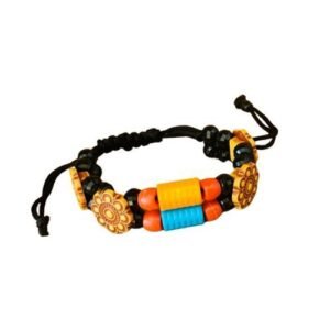 Handmade Unisex Wooden Beaded Wax Rope Bracelet Spiritual Hand Jewelry Gift-1#