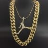 2in1 Super Quality Studded Full Iced Cuban Chain With Classic Iced Pendant For Rugged Men