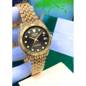 Tervis "Top-Level" Sophisticated Full Iced Classic Studded Wrist Watch +Free Bracelet For Mens