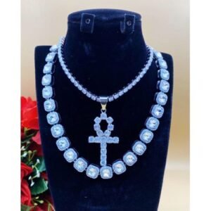 Diamond Crystals First Class & Best Selling Crystal Stones 2in1 Silver Necklace