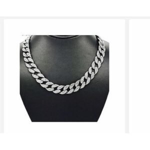 Iced Out Cuban Link Choker Chain Silver