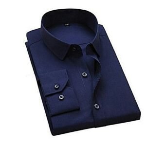 Plain Fashion Mens Shirt Navy-blue