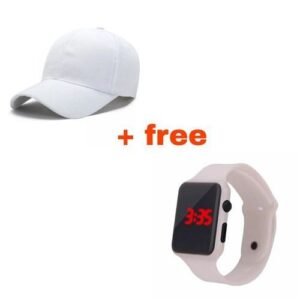Quality Unisex Plain Face Cap + Free Led Watch