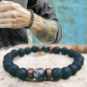 Men's Retro Volcanic Stone Yoga Bracelet