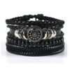 4pcs Luxury Leisure Braided Adjustable Leather Bracelet