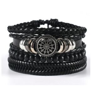4pcs Luxury Leisure Braided Adjustable Leather Bracelet