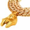 3in1 Dashing & Exquisite Iced Cuban Chain With Rugged Pharaoh Head Pendant For Rugged Guys