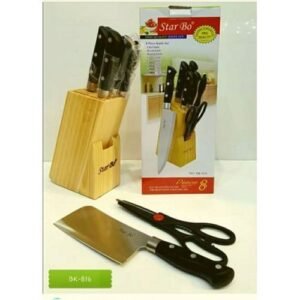 Bass Stainless Steel Knife Set With Block Stand - 8 In A Set