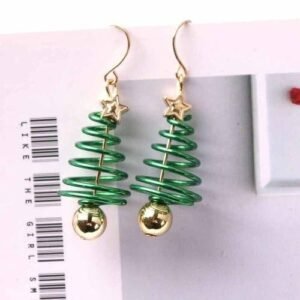 Earrings Tree Christmas Ornaments Hanging Star Earring Merry Xmas Snowflake Santa Claus Acessories Home Decor Navidad 2022 Giftgreen A