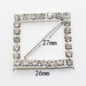 10pcs 27mm Sweet Square-shaped Rhinestone Buckle Slider For Wedding Invitation Letter Crystal Diamond Diy Acessories Decorative
