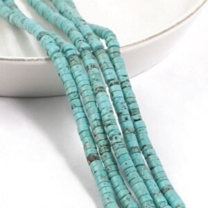 turquoise Natural  Rondelle Bead 4x2mm Turquoise Quartz Jasper Flat Round Disc Beads for Jewelry ing DIY let Acessories 15'