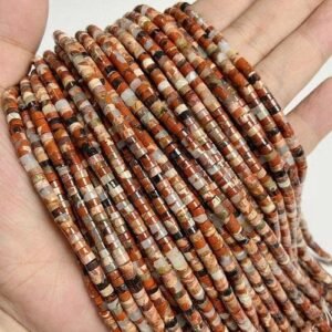 21 Red Brecciated Natural  Rondelle Bead 4x2mm Turquoises Quartz Jaspers Flat Round Disc Spacer Bead for Jewelry ing DIY let Acessory