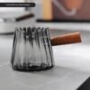180ML Heat-resisting Gl Coffee Espresso Measuring Cup Gl Milk Jug Latte Mixer With Wooden Handle Gl Mugs