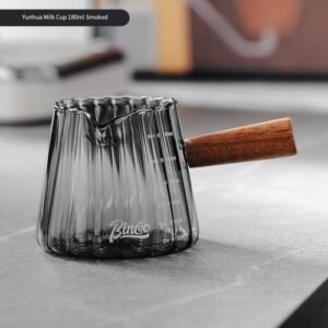 180ML Heat-resisting Gl Coffee Espresso Measuring Cup Gl Milk Jug Latte Mixer With Wooden Handle Gl Mugs