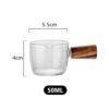 50/100ml Mini Gl Milk Cup With Wooden Handle Heat Insulation Smooth Creamer Jug Espresso  Sauce Snacks  Cup