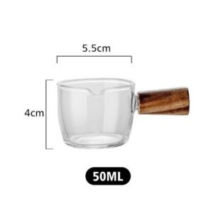 50/100ml Mini Gl Milk Cup With Wooden Handle Heat Insulation Smooth Creamer Jug Espresso  Sauce Snacks  Cup