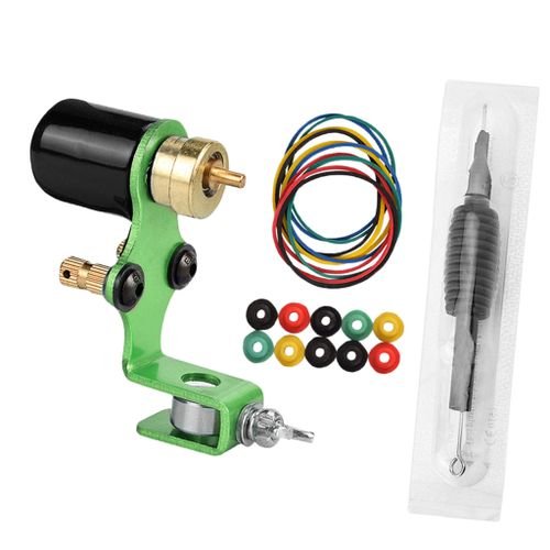 Low Noise Rotary Tattoo Shader Machine Cartridge Grip Nipples Green