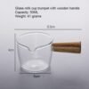 50/100ml Wood Handle Gl Espresso Measuring Cup Single Mouth Milk Jug Coffee Supplies Clear Kitchen Measure Mug