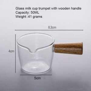 50/100ml Wood Handle Gl Espresso Measuring Cup Single Mouth Milk Jug Coffee Supplies Clear Kitchen Measure Mug