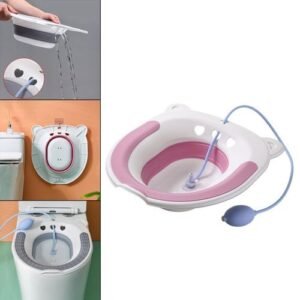 Sitz Bath Toilet Seat With Flusher Commode Chair For Postpartum Pink