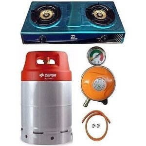 Cepsa 12.5kg Gas  Cylinder, 2 Burner Cooker, Regulator & Hose