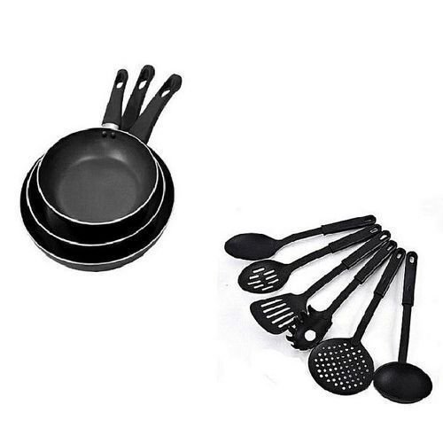New Brand Multipurpose Non-Stick Fry Stir 3 Sets Frying Pan_Set Spoon