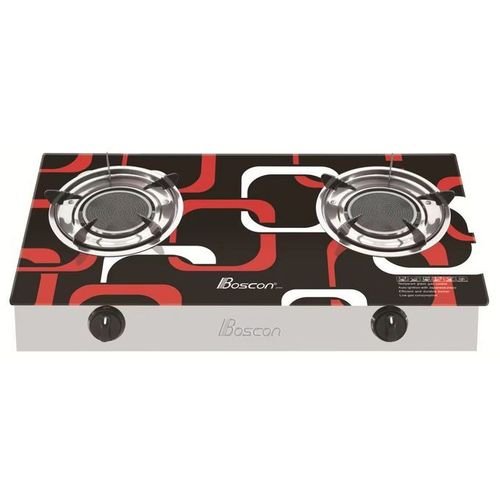 Boscon Table Top Tempered Glass 2 Burner Gas Cooker-Auto Ignition