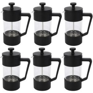 6X French Press Coffee & Tea er 12Oz, Thickened Borosilicate Gl Coffee Press Rust-Free And Dishwasher Safe,Black