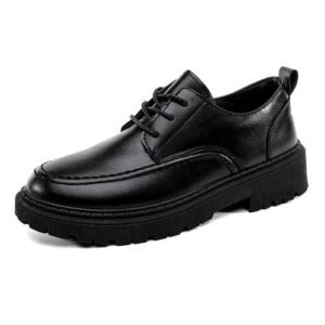 Men's New Lace Up Casual Work PU Leather Sports Formal Shoes - Black