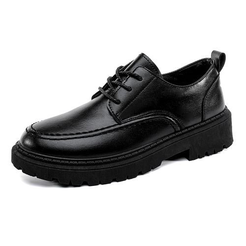 Men's New Lace Up Casual Work PU Leather Sports Formal Shoes - Black