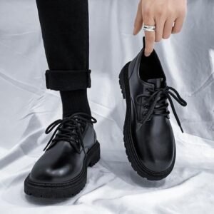(Black)Men's Shoes Business Casual Formal Wear Black Leather Shoes Korean Style Round Toe Men's Leather Shoes Suit Wedding Shoes Men's JIN