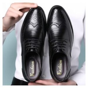 (Black)Leather Brogue Dress Shoes Classic Business Formal Shoes Man Handcrafted Mens Oxford Shoes  Calfskin JIN