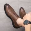 Men Formal Shoes Big Sizes 38-46 New Business Oxfords Office Shoes Male Wedding Party Leather Shoes Brown