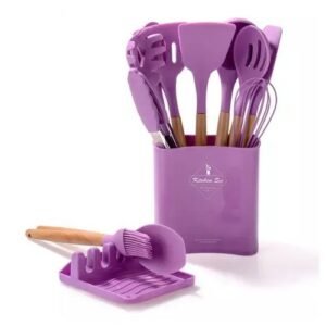 12Sets Of Silicone Kitchenware With Free Spoon Rest Holder