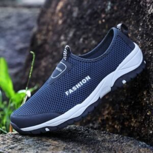Flangesio Outdoor Hiking Shoes Men's Fashion Sneakers Size 45 46 Summer Breathble Climbing Trekking Shoes Male Sport Sneakers Slip On Wear-resistant Travel Walking Footwear Quick Drying Water Shoes Blue