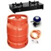 Glass Gas Cooker With 10Kg Camping Gas Cylinder, Regulator Hose & Clip