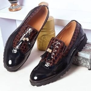 DEPALLY BROUGUE TIE LEATHER BLACK/BROWN  SHOE