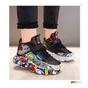 Quality Boys And Girls Shoe Breathable Sneakers-black