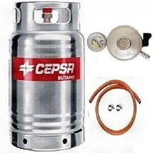 Cepsa Stainless 12.5kg Gas Cylinder With Hose & Metered Regulator