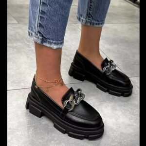 (Black)2023 Women's Casual Shoes Spring And Autumn New Fashion Metal Decoration Anti-skid Thick Soled Sports Shoes Light Walking Shoes OLD
