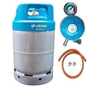 Cepsa Gas Cylinder 12.5kg With Meter Regulator, Hose & Clips.