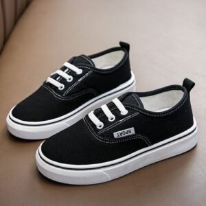 Kids Canvas Shoes Boys Skateboard Sneakers -Black