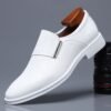 (White)Wedding Businness Men's Dress Shoes Comfortable Slip On Loafers Fashion Contracted Casual Flat Male Footwear Sapat?nis Masculino ACU
