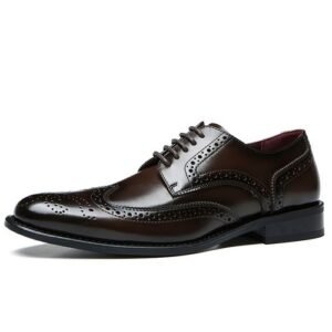(Coffee)2023 High Quality Handmade Oxford Dress Shoes Men Genuine Cow Leather Suit Shoes Footwear Wedding Formal Italian Shoes Hot ACU