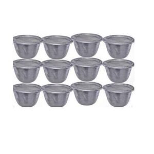 12 X STAINLESS STEEL BEANS CAKE MOI MOIN CONTAINER CUP & LID