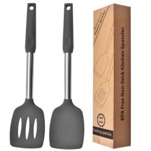 Pack Of 2 Silicone Spatulas Non Stick Slotted Spatulas
