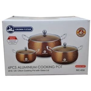 Master Chef 6pcs Aluminium With Marble Effect Non Stick Pots