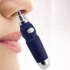Ear And Nose Hair Trimmer , Battery Powered Nostril Nasal Blue
