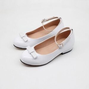 Girls Formal Shoes Wedding Evening Ankle Strap PumpsWhite